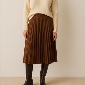 Zara Brown Pleated Midi Skirt Women’s Size Small | Fall Winter Chic